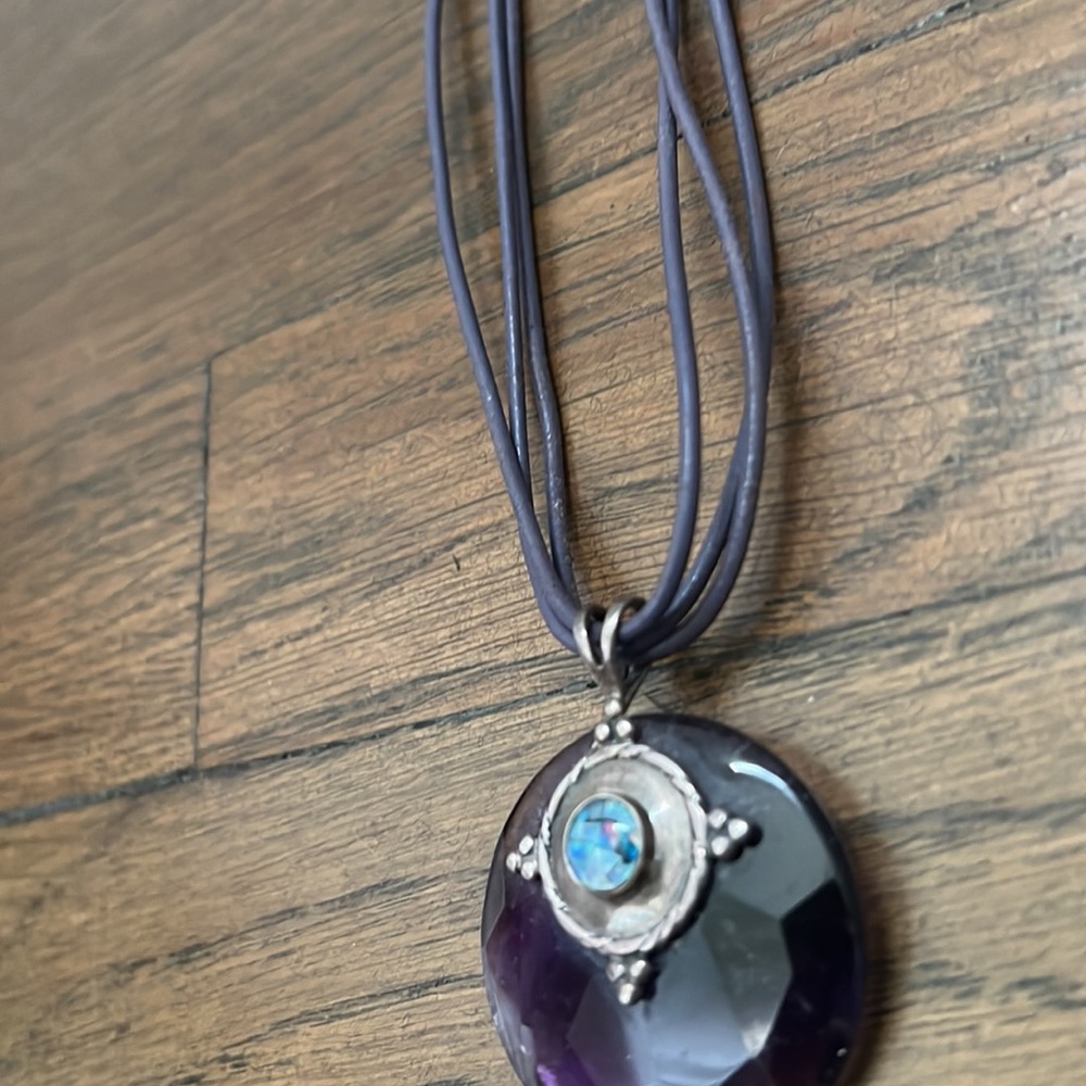 Amethyst Pendant Statement Necklace - image 4